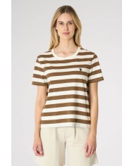U.S. POLO MAGLIETTA A RIGHE IN MISTO COTONE E LINO