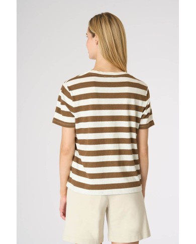 U.S. POLO MAGLIETTA A RIGHE IN MISTO COTONE E LINO