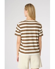 U.S. POLO MAGLIETTA A RIGHE IN MISTO COTONE E LINO