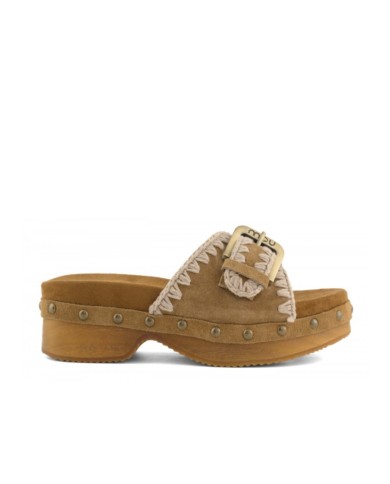 MOU SANDALI DONNA LOW HEEL WOOD CLOG BUCKLE