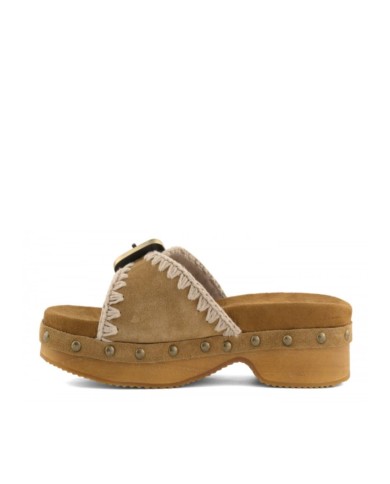 MOU SANDALI DONNA LOW HEEL WOOD CLOG BUCKLE