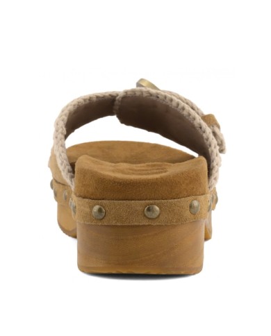 MOU SANDALI DONNA LOW HEEL WOOD CLOG BUCKLE