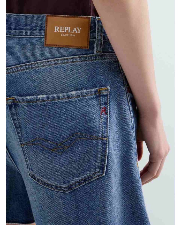 REPLAY SHORTS STRAIGHT IN DENIM