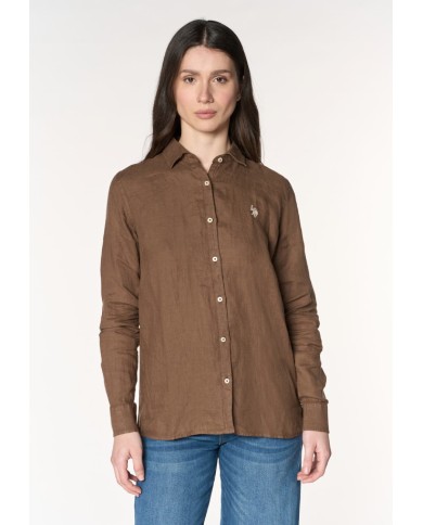 U.S. POLO CAMICIA IN MISTO COTONE E LINO