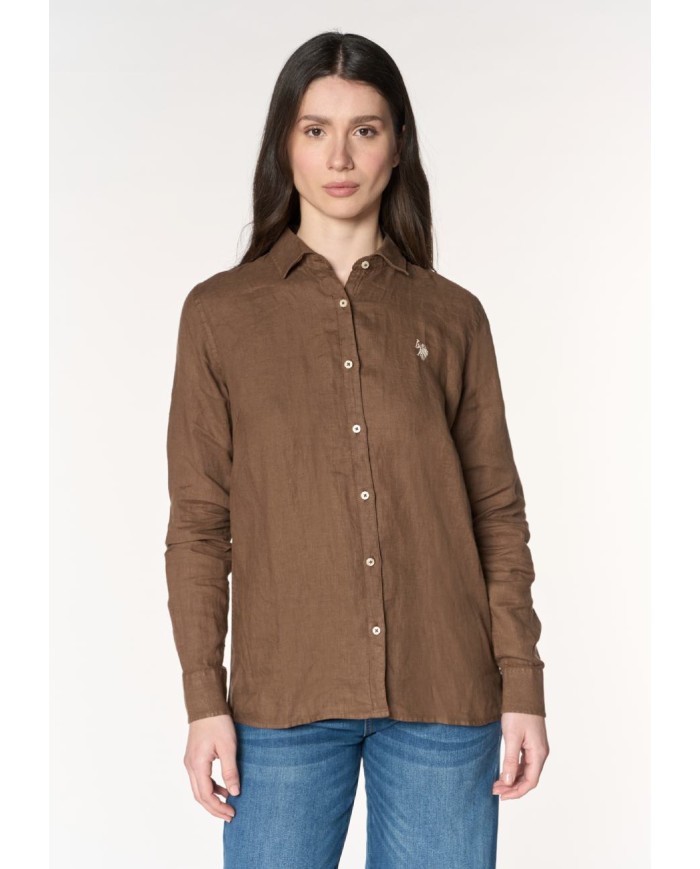 U.S. POLO CAMICIA IN MISTO COTONE E LINO
