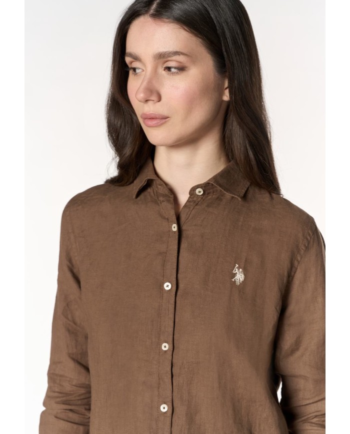 U.S. POLO CAMICIA IN MISTO COTONE E LINO