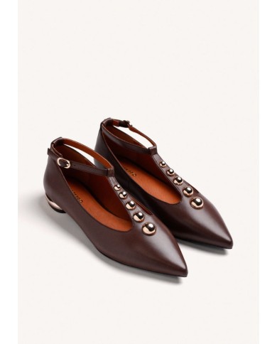 GIOSEPPO BALLERINE DONNA IN PELLE CON BORCHIE