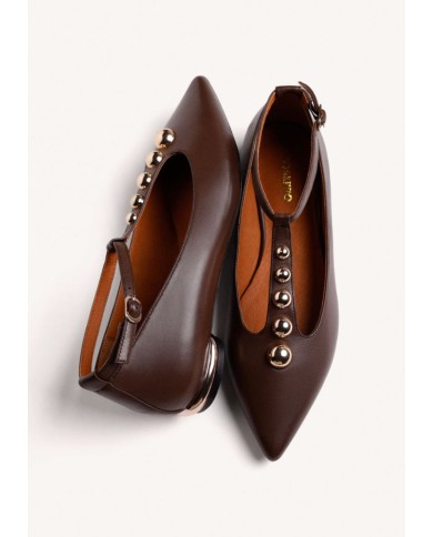 GIOSEPPO BALLERINE DONNA IN PELLE CON BORCHIE