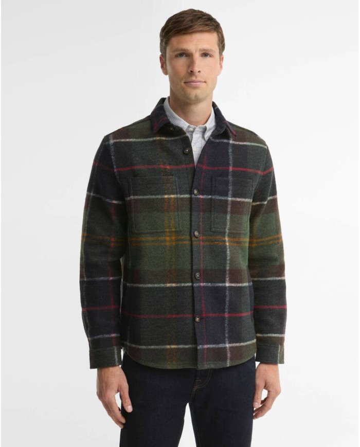 BARBOUR OVERSHIRT WOODLANE SPAZZOLATA CON MOTIVO A QUADRI
