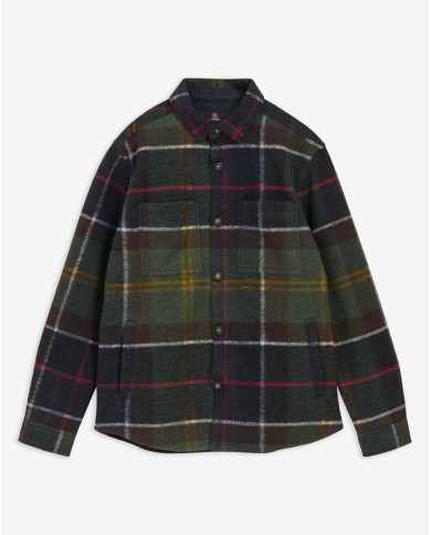 BARBOUR OVERSHIRT WOODLANE SPAZZOLATA CON MOTIVO A QUADRI