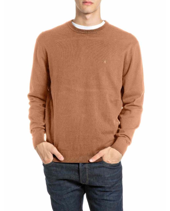REPLAY MAGLIONE GIROCOLLO IN COTONE E CASHMERE