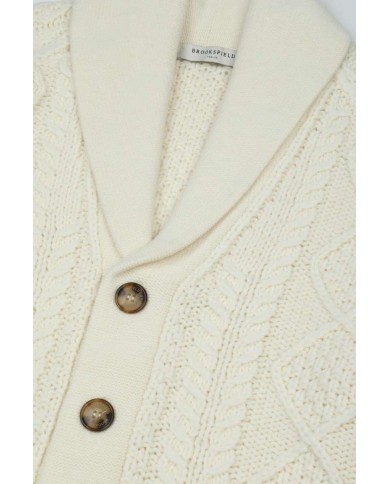 BROOKSFIELD CARDIGAN CON COLLO A SCIALLE IN MISTO LANA