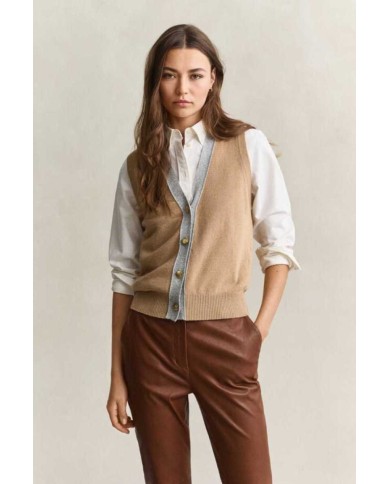 GANT GILET SMANICATO IN MAGLIA A CONTRASTO
