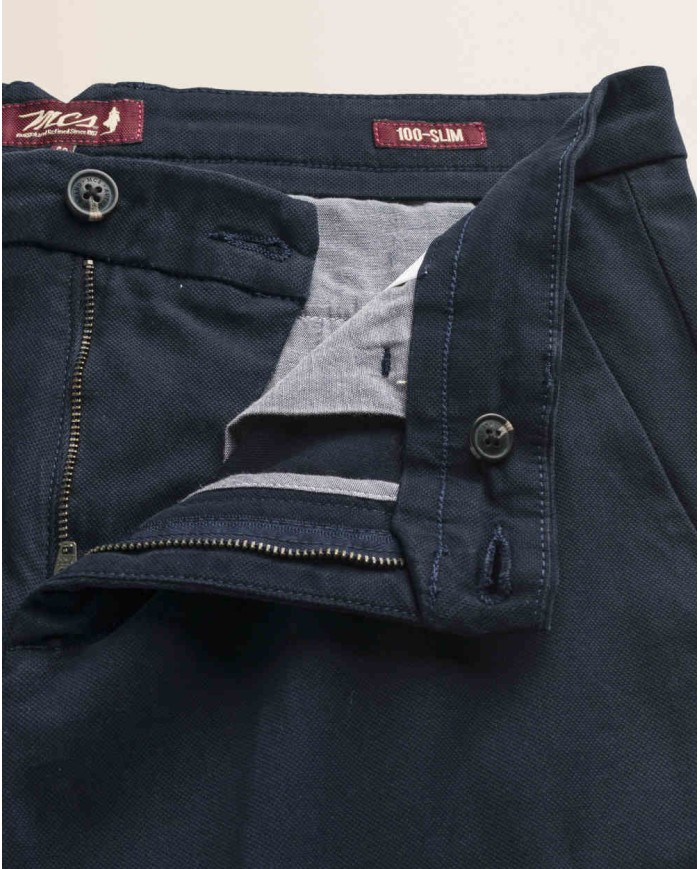MCS PANTALONE CHINO IN COTONE DOBBY SLIM FIT
