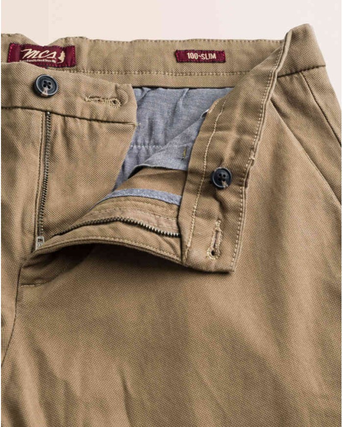 MCS PANTALONE CHINO IN COTONE DOBBY SLIM FIT