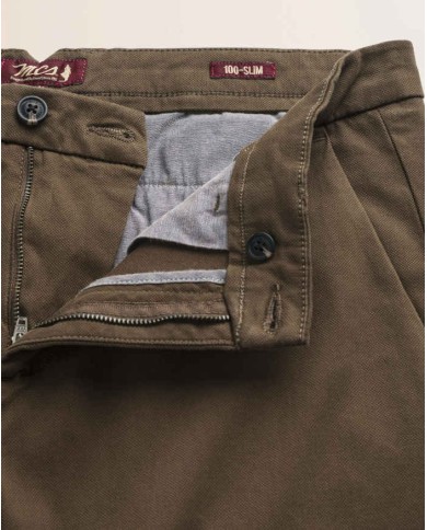 MCS PANTALONE CHINO IN COTONE DOBBY SLIM FIT