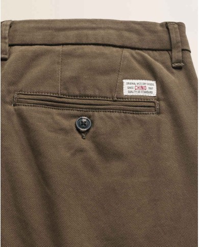 MCS PANTALONE CHINO IN COTONE DOBBY SLIM FIT