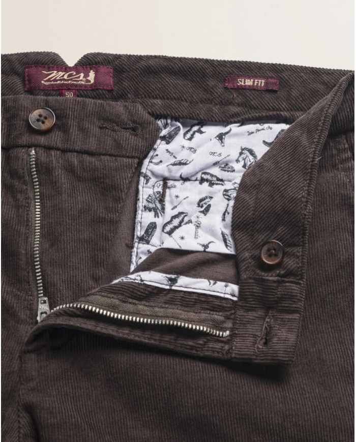 MCS PANTALONE CHINO IN VELLUTO 1000 RIGHE SLIM FIT