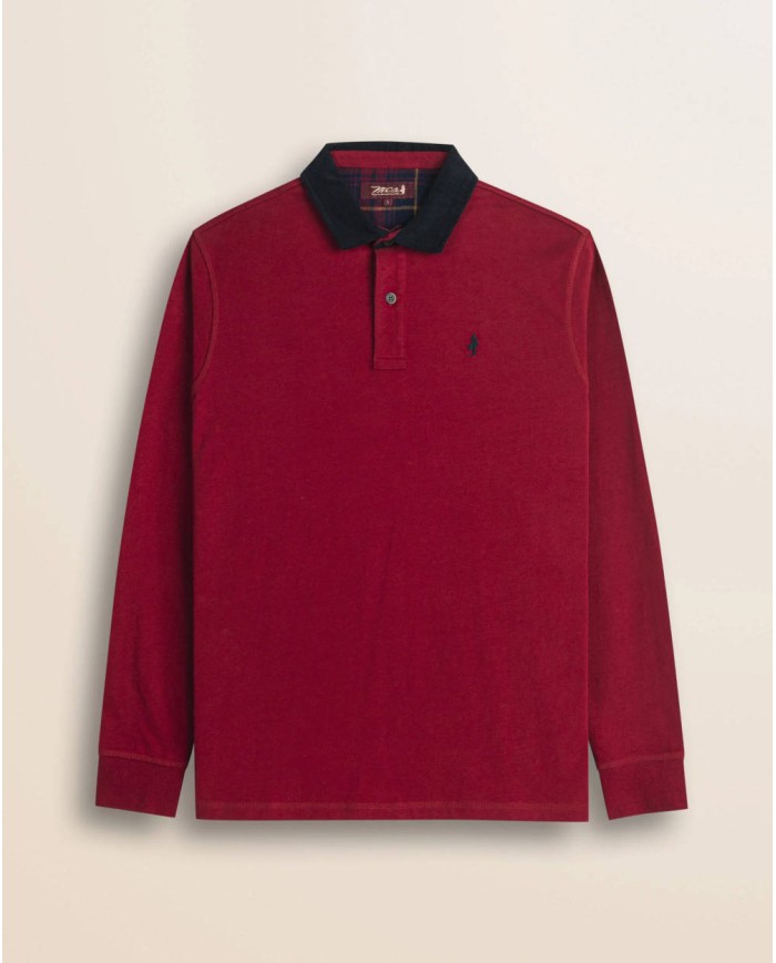 MCS POLO IN JERSEY CON COLLO IN VELLUTO A COSTE