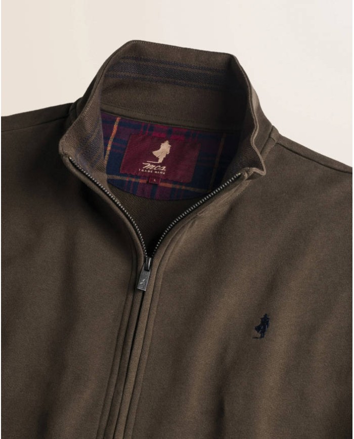 MCS FELPA FULL ZIP IN COTONE SMERIGLIATO