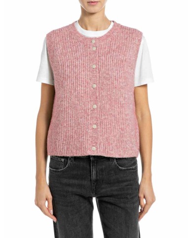 REPLAY GILET IN MISTO LANA CROPPED
