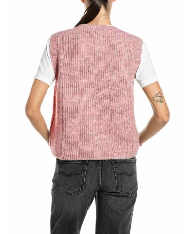 REPLAY GILET IN MISTO LANA CROPPED