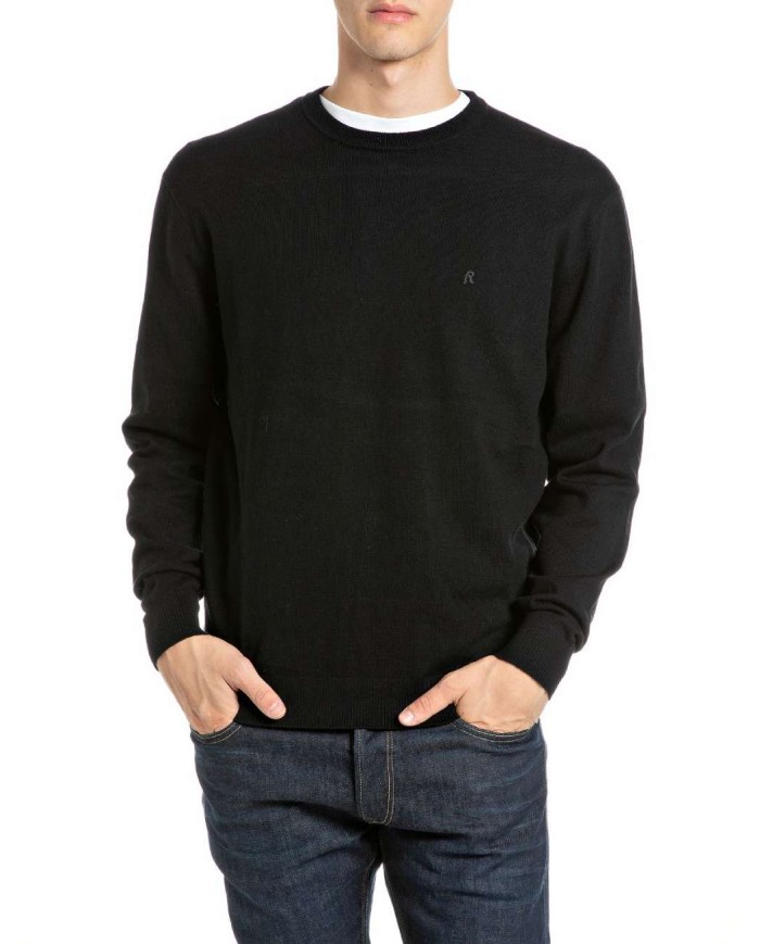 REPLAY MAGLIONE GIROCOLLO IN COTONE E CASHMERE