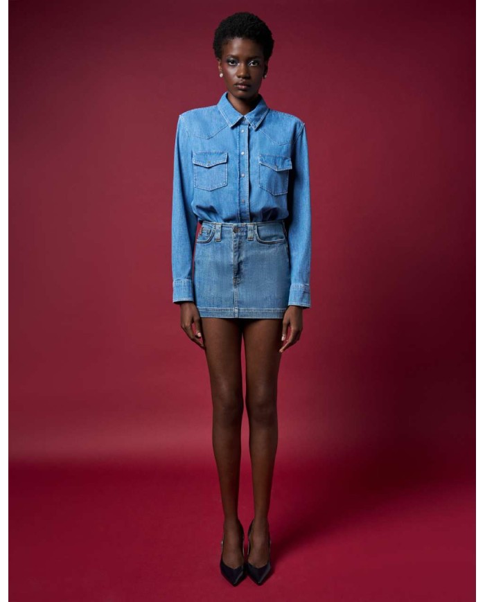 DONDUP CAMICIA REGULAR IN DENIM FISSO