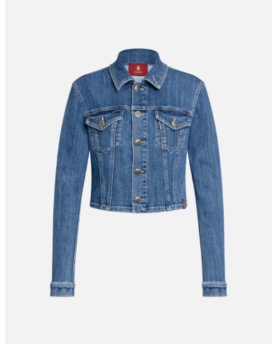 DONDUP GIUBBINO CROPPED IN DENIM STRETCH