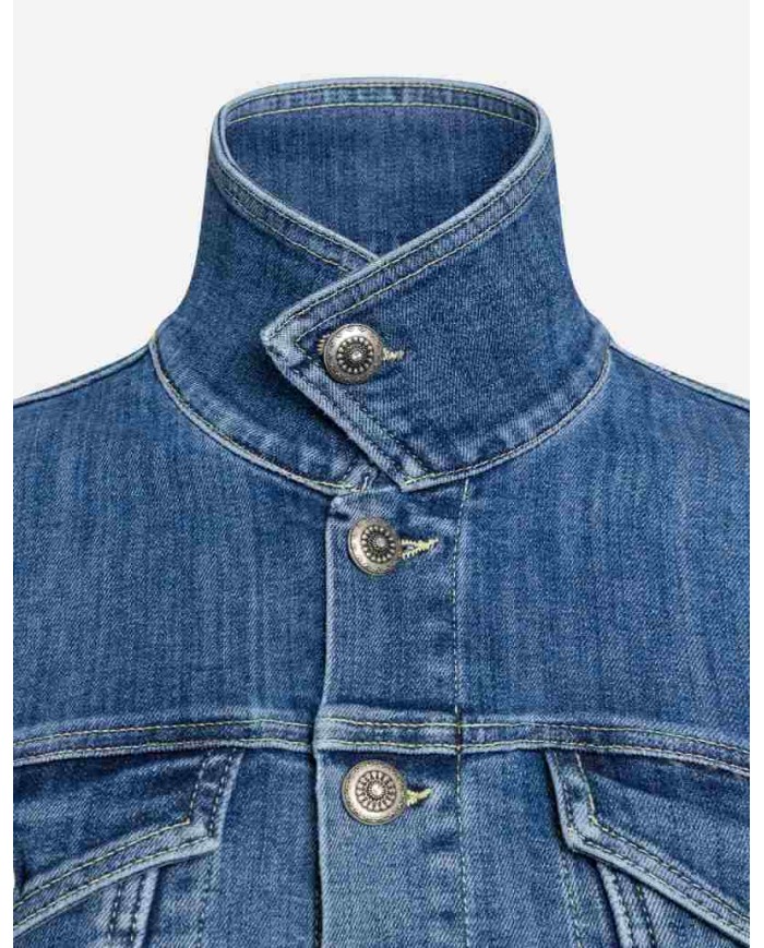 DONDUP GIUBBINO CROPPED IN DENIM STRETCH