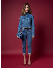 DONDUP GIUBBINO CROPPED IN DENIM STRETCH