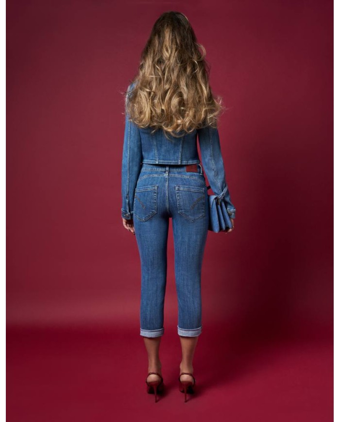 DONDUP GIUBBINO CROPPED IN DENIM STRETCH
