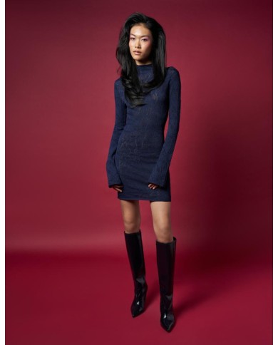 DONDUP ABITO TRICOT SLIM IN VISCOSA JACQUARD