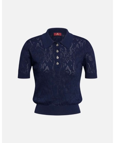 DONDUP POLO TRICOT IN VISCOSA JACQUARD