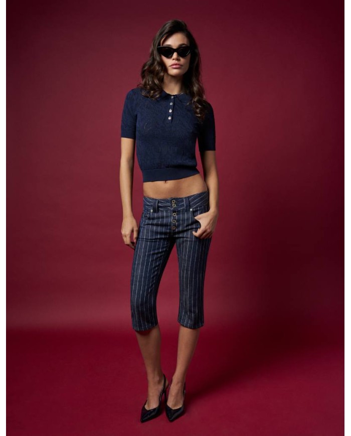 DONDUP POLO TRICOT IN VISCOSA JACQUARD