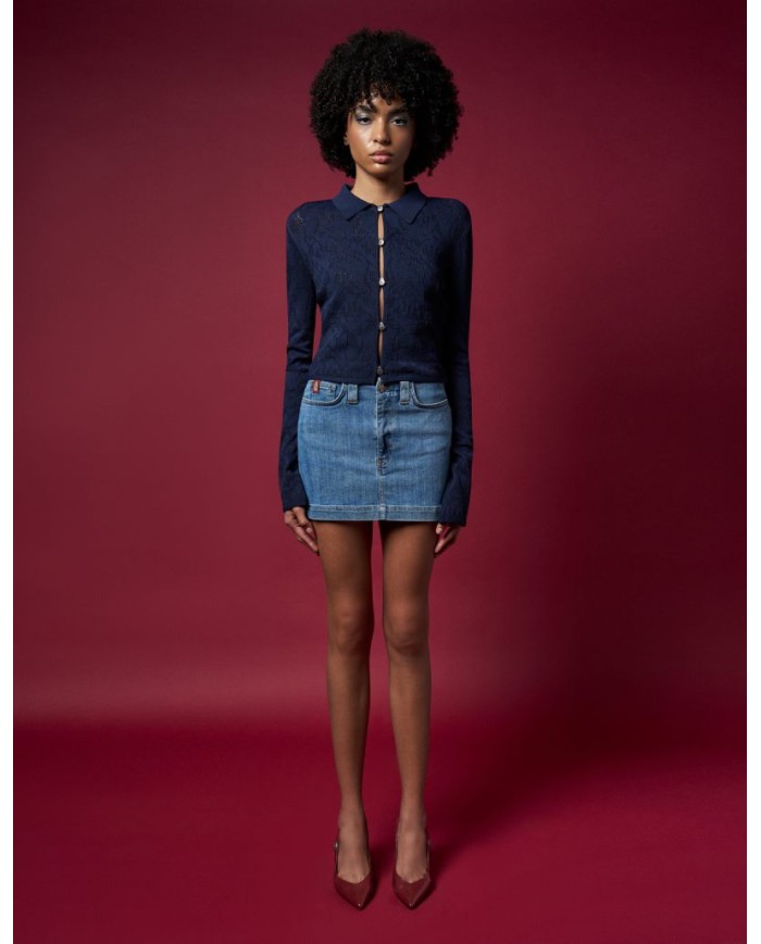DONDUP CARDIGAN TRICOT SLIM IN VISCOSA JACQUARD