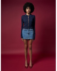DONDUP CARDIGAN TRICOT SLIM IN VISCOSA JACQUARD