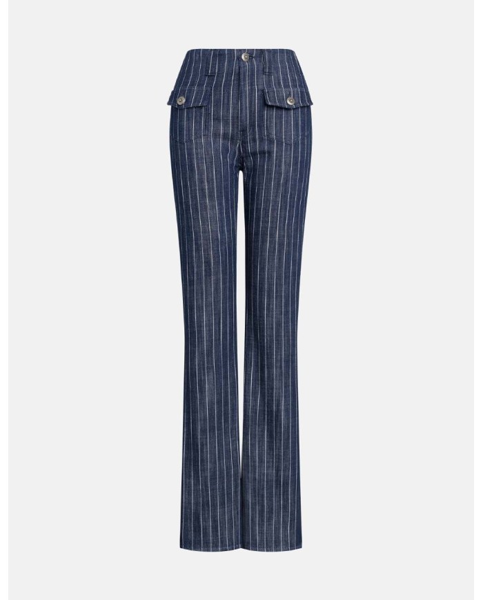 DONDUP PANTALONI FLARE IN GESSATO