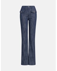 DONDUP PANTALONI FLARE IN GESSATO