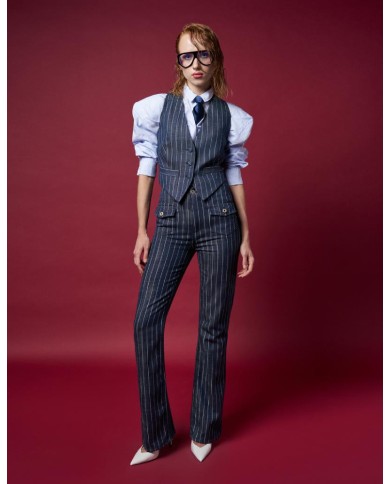 DONDUP PANTALONI FLARE IN GESSATO