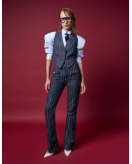 DONDUP PANTALONI FLARE IN GESSATO
