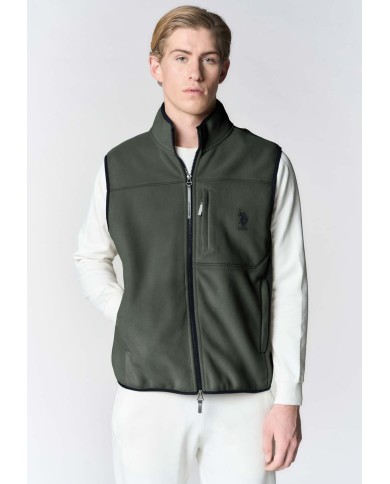 U.S. POLO ASSN. GILET IN PILE BICOLORE CON COLLO ALTO E TASCHE CON ZIP