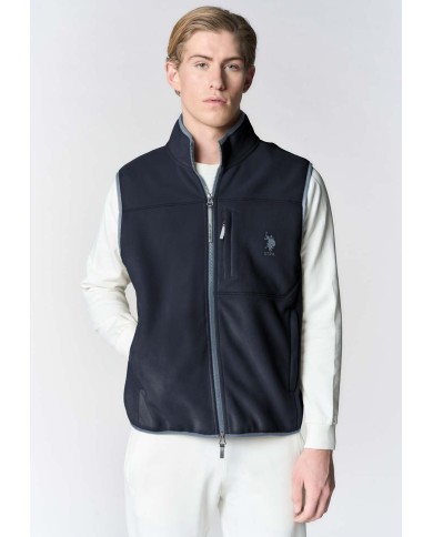 U.S. POLO ASSN. GILET IN PILE BICOLORE CON COLLO ALTO E TASCHE CON ZIP