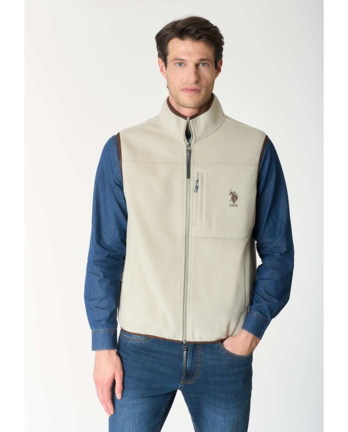 U.S. POLO ASSN. GILET IN PILE BICOLORE CON COLLO ALTO E TASCHE CON ZIP
