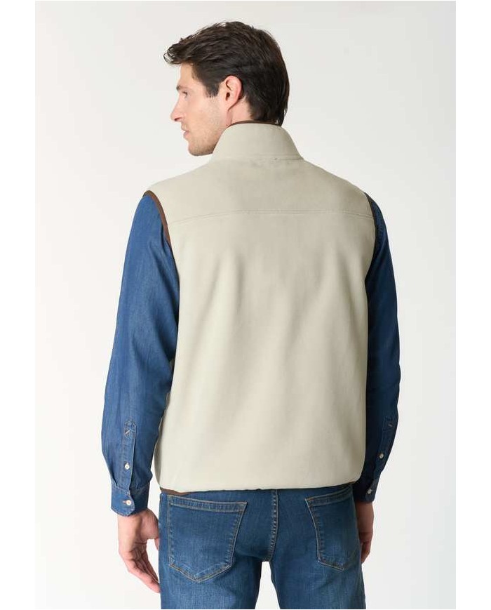 U.S. POLO ASSN. GILET IN PILE BICOLORE CON COLLO ALTO E TASCHE CON ZIP
