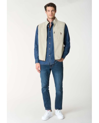 U.S. POLO ASSN. GILET IN PILE BICOLORE CON COLLO ALTO E TASCHE CON ZIP