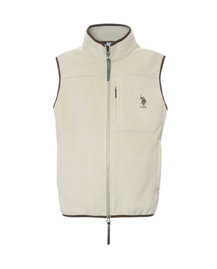 U.S. POLO ASSN. GILET IN PILE BICOLORE CON COLLO ALTO E TASCHE CON ZIP