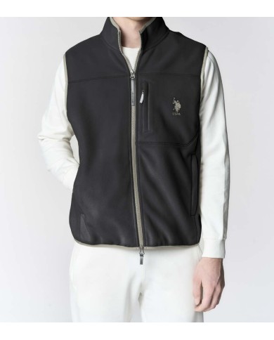 U.S. POLO ASSN. GILET IN PILE BICOLORE CON COLLO ALTO E TASCHE CON ZIP