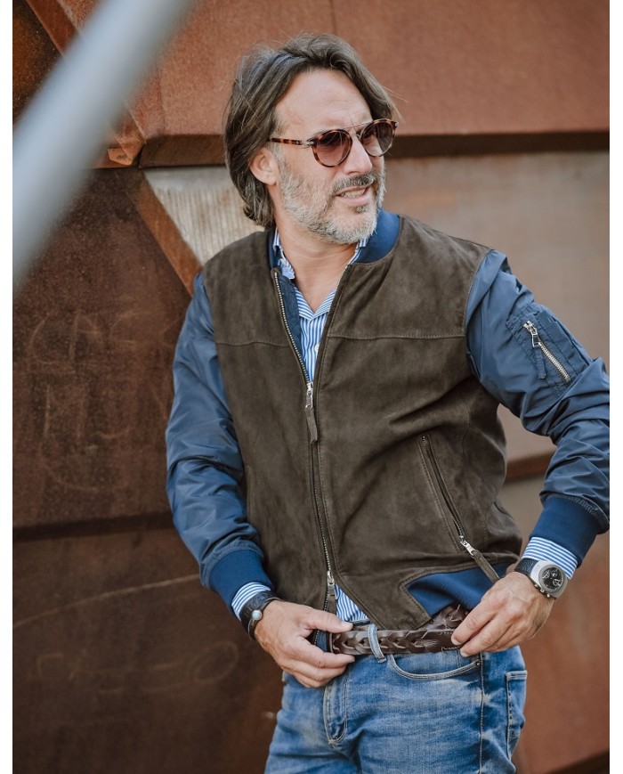 AUTHORITY GIUBBINO RUDE BOY SUEDE E TESSUTO TECNICO