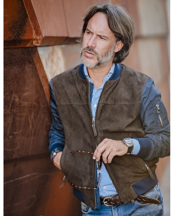 AUTHORITY GIUBBINO RUDE BOY SUEDE E TESSUTO TECNICO